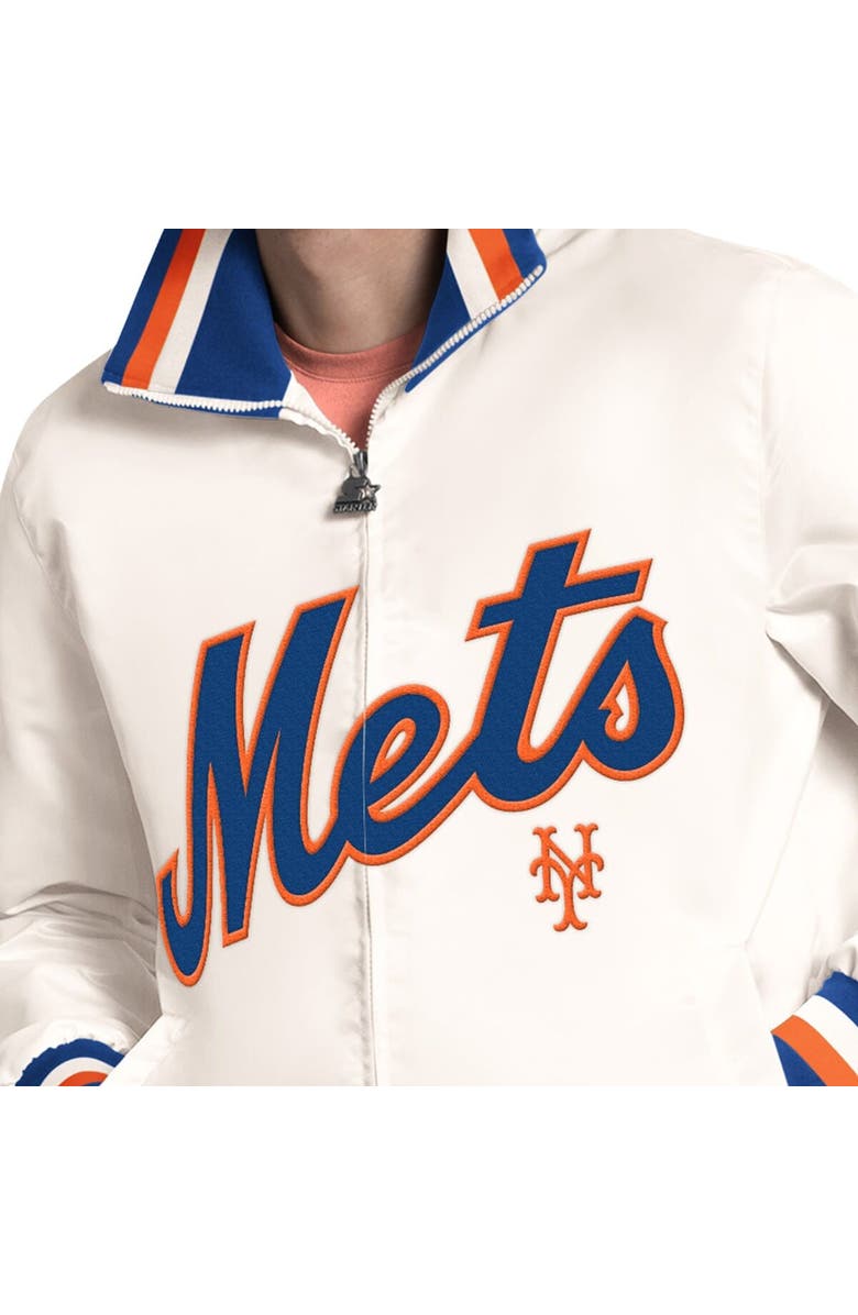 STARTER Men's Starter White New York Mets The Captain Cooperstown Logo Full-Zip Varsity Jacket, Alternate, color, White