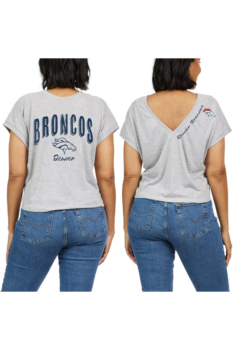Women's WEAR by Erin Andrews Heather Gray Denver Broncos Reversible T-Shirt, Alternate, color, Heather Gray