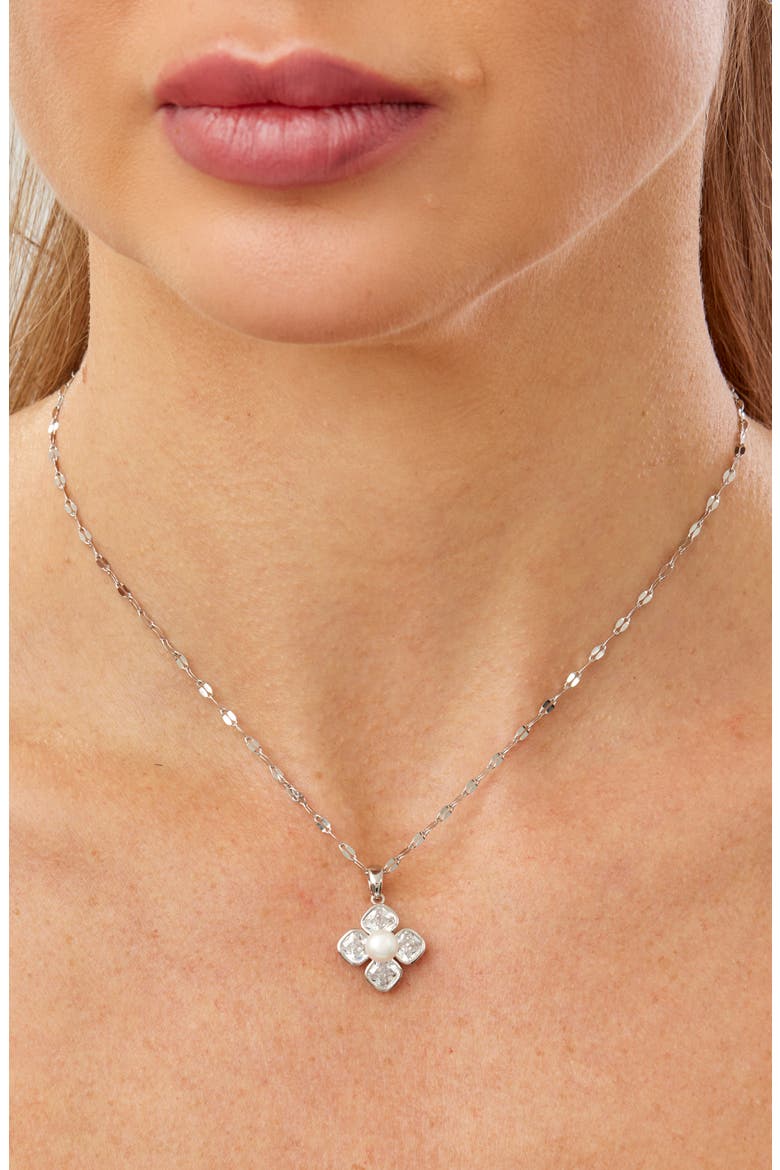 2-Piece Cultured Pearl & Cubic Zirconia Jewelry Set, Alternate, color, WHITE