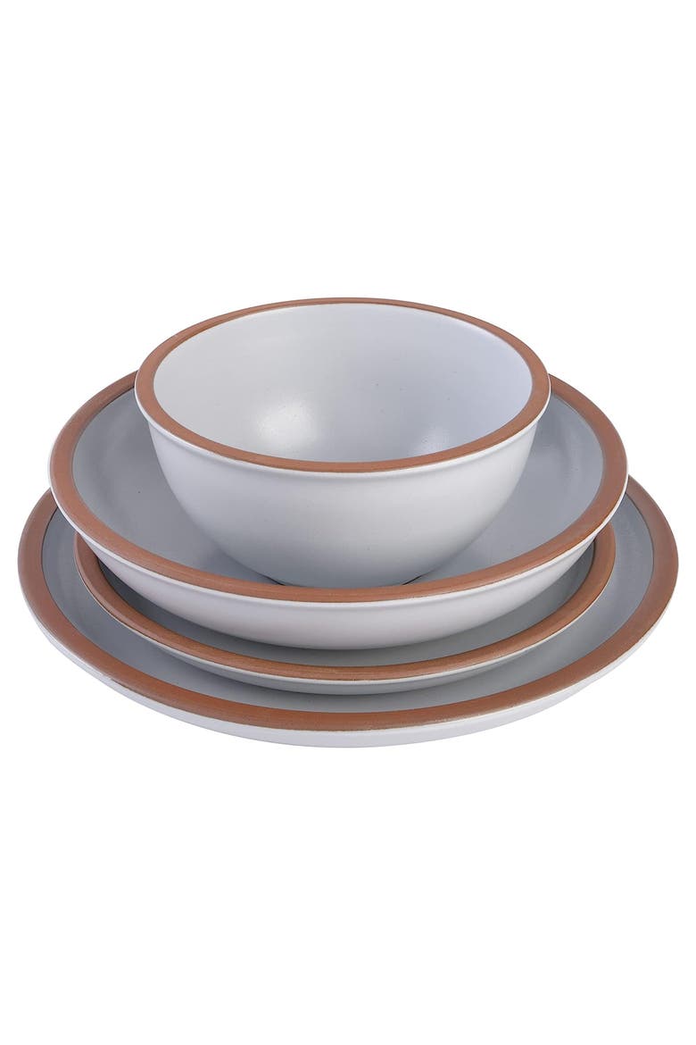 Lagos 16 Piece Terracotta Double Bowl Dinnerware Set, Alternate, color, White