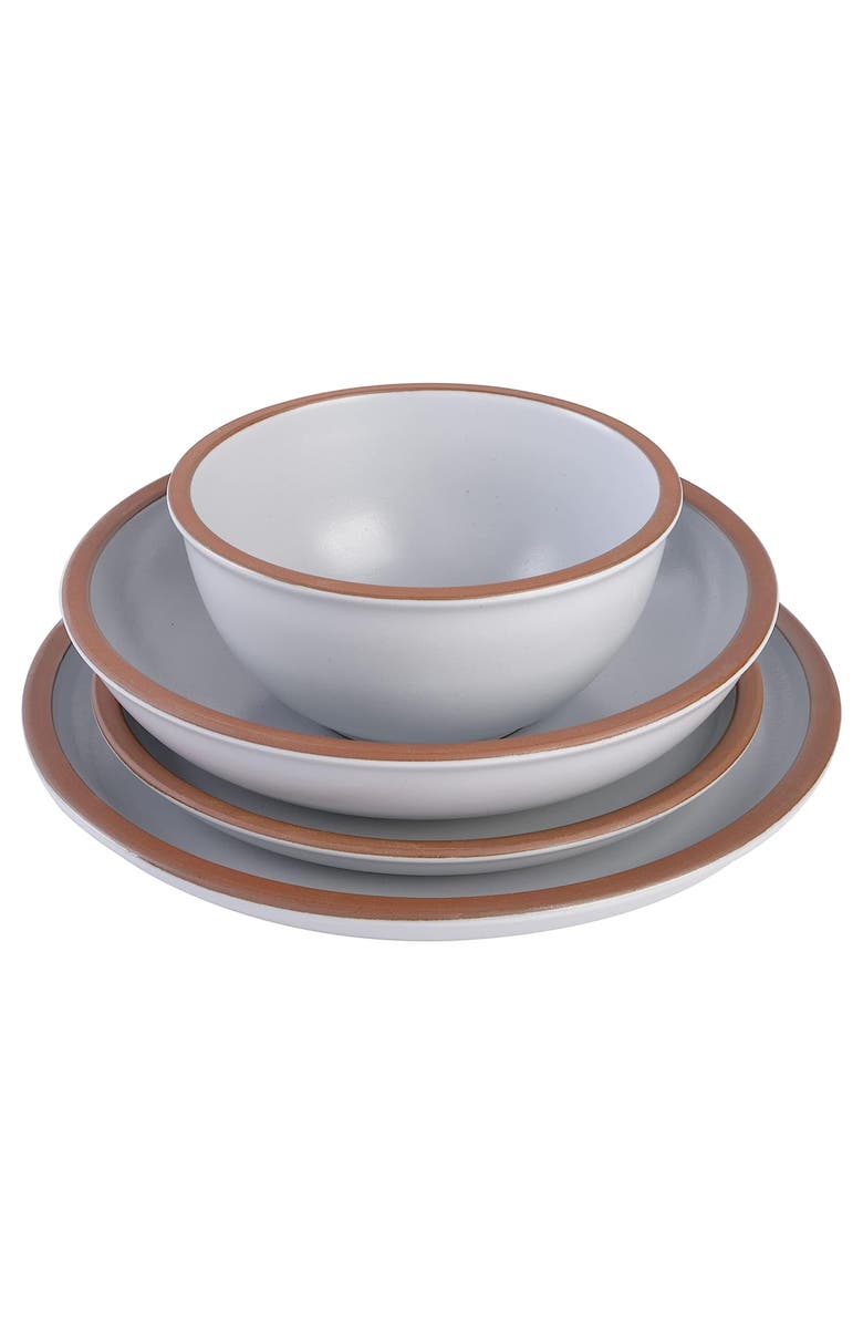Soho Lounge Lagos 16 Piece Terracotta Double Bowl Dinnerware Set, Alternate, color, White