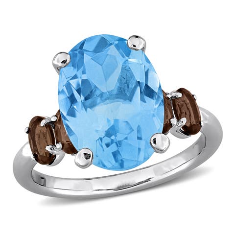 Gemstone Oval 5-Stone Ring Sterling Silver