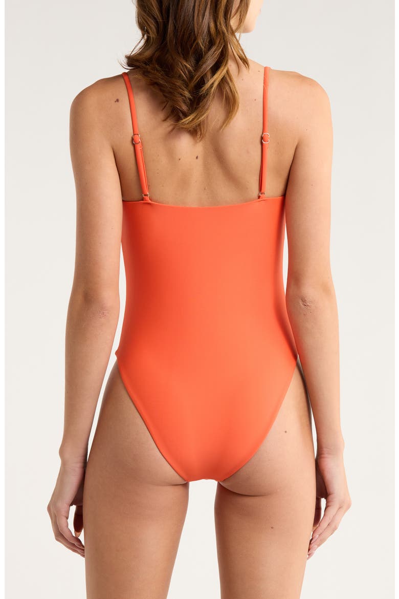Monique Shirred One-Piece Swimsuit, Alternate, color, VIVID ORANGE