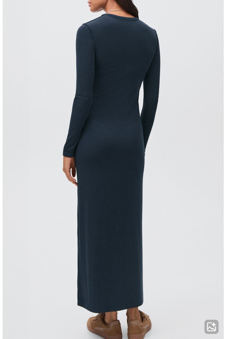 Plain Long Sleeve Maxi Dress, Alternate, color, NAVY
