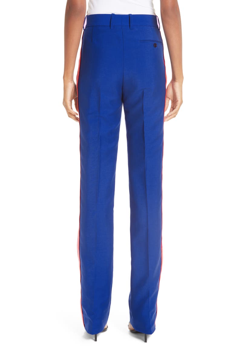 Side Stripe Mohair & Wool Straight Leg Pants, Alternate, color, BRIGHT BLUE
