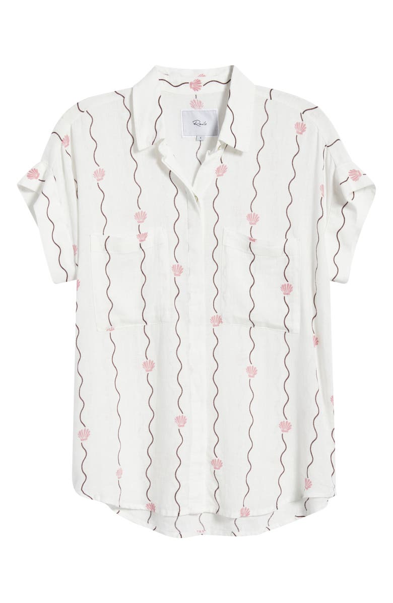 Rails Cito Seashell Print Linen Blend Button-Up Shirt, Main, color, Striped Seashells