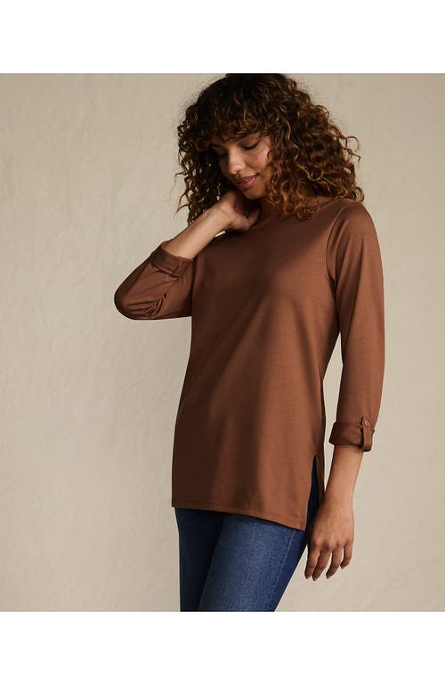 Lands' End Supima Cotton Adjustable 3/4 Sleeve Boatneck Tunic In Brown