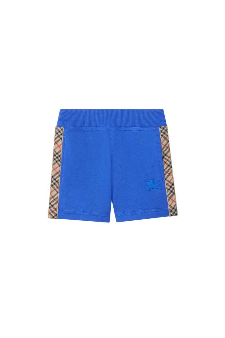 Girls' Check Trim Cotton Shorts, Main, color, Hyacinth blue