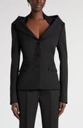 McQueen Off the Shoulder Wool Grain de Poudre Harness Jacket