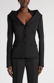 McQueen Off the Shoulder Wool Grain de Poudre Harness Jacket