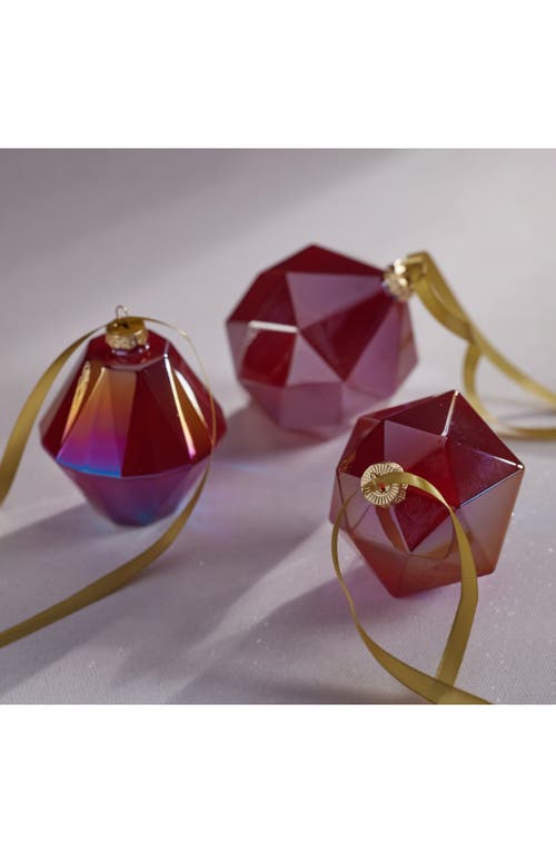 Zodax Set Of 6 Red Luster Faceted Ornaments In Burgundy
