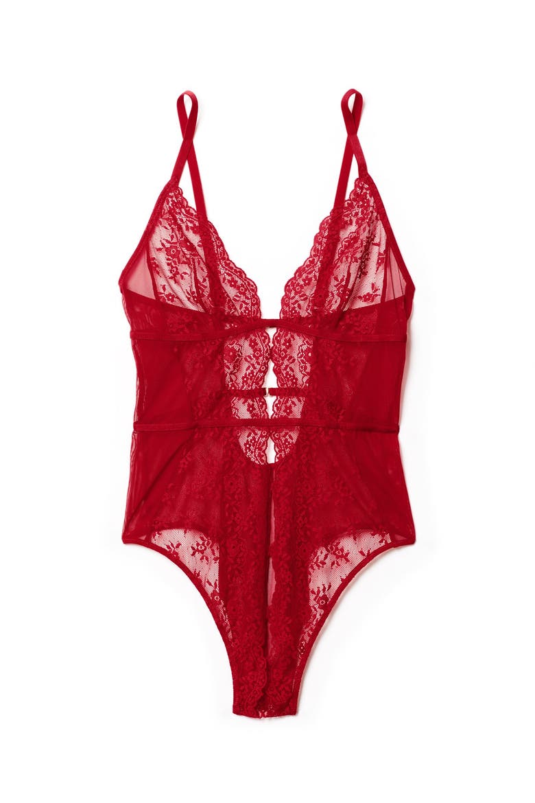 Rosie Crotchless Bodysuit Lingerie, Alternate, color, Dark red