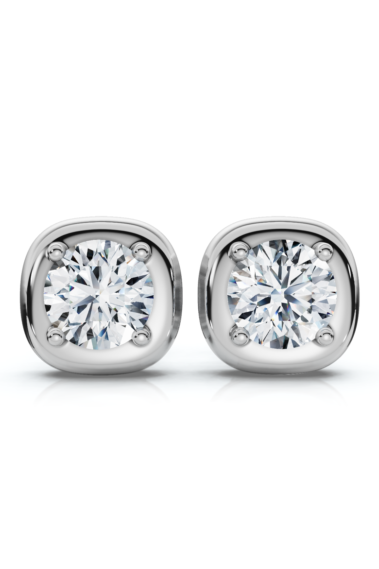 3Ct Cori Diamond Cushion Button Studs 14k Gold Earrings Lab Grown FG/VS, Main, color, 14k White Gold