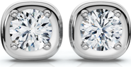 Bliss Diamond 3Ct Cori Diamond Cushion Button Studs 14k Gold Earrings Lab Grown FG/VS