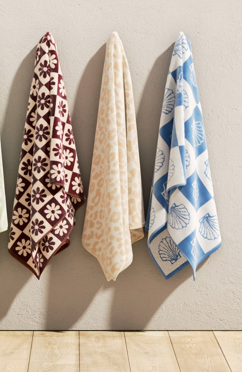 Woven & Weft Oversize Beach Towel, Alternate, color, Light Sage Green Zebra