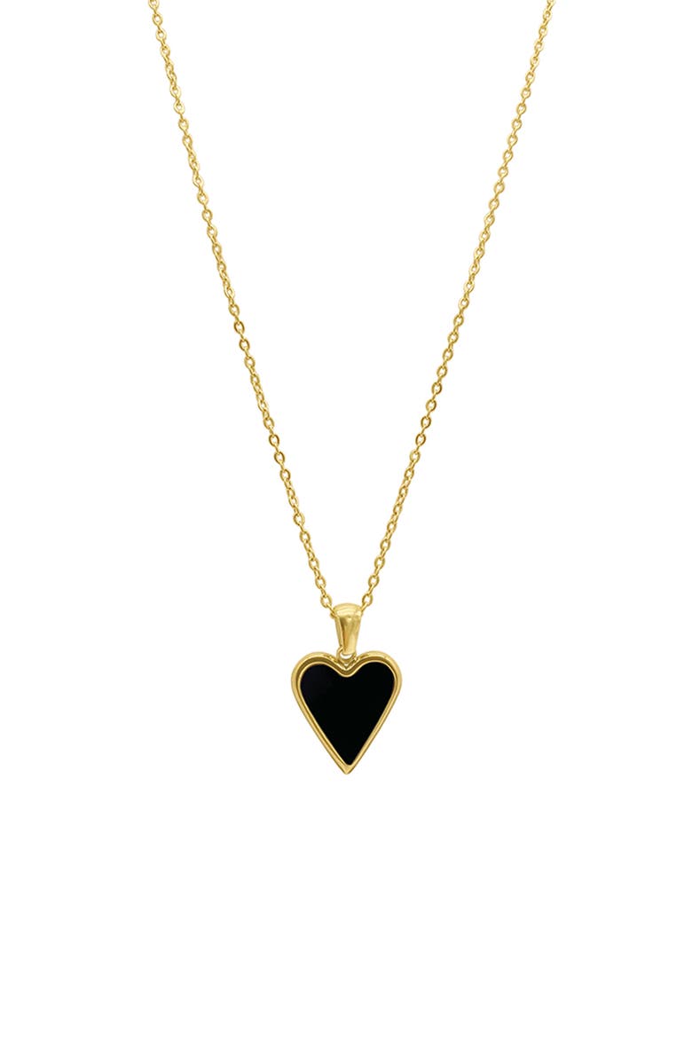Water Resistant Enamel Heart Necklace, Alternate, color, BLACK