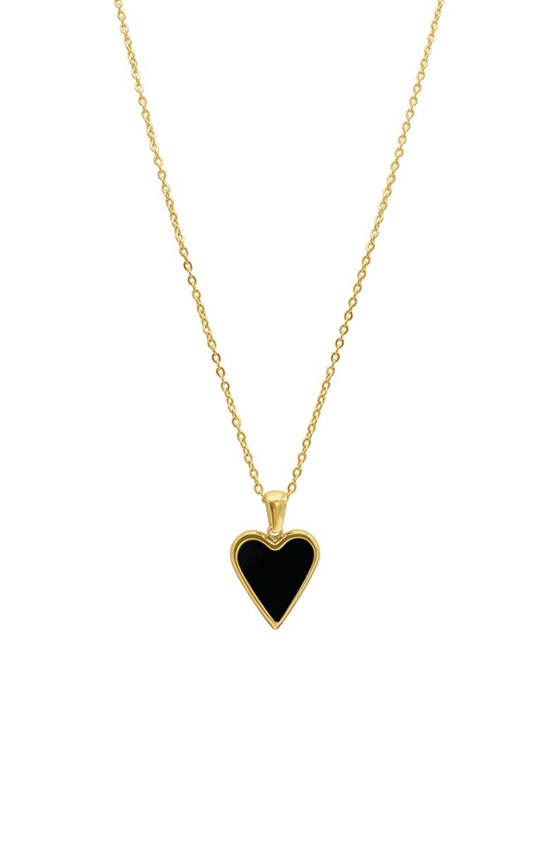 Adornia Water Resistant Enamel Heart Necklace, Alternate, color, Black