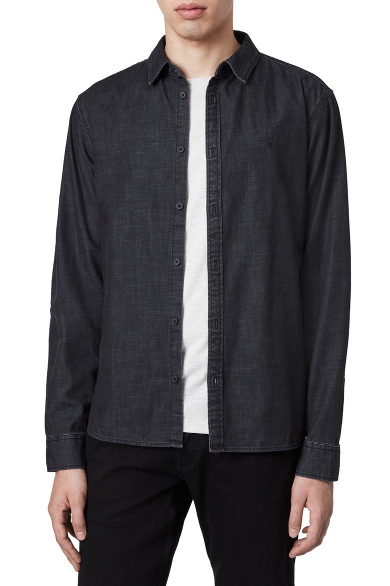 Bramston Regular Fit Denim Button-Up Shirt, Main, color, WASHED BLACK