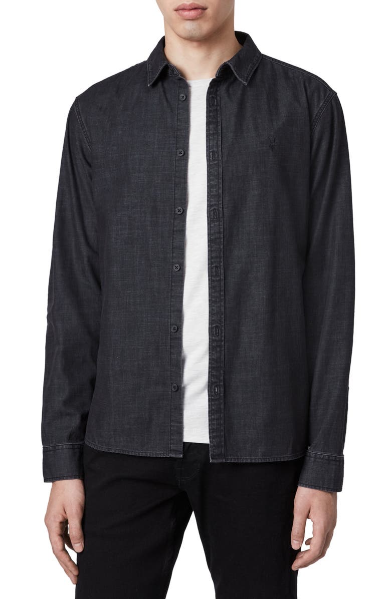 AllSaints Bramston Regular Fit Denim Button-Up Shirt, Main, color,