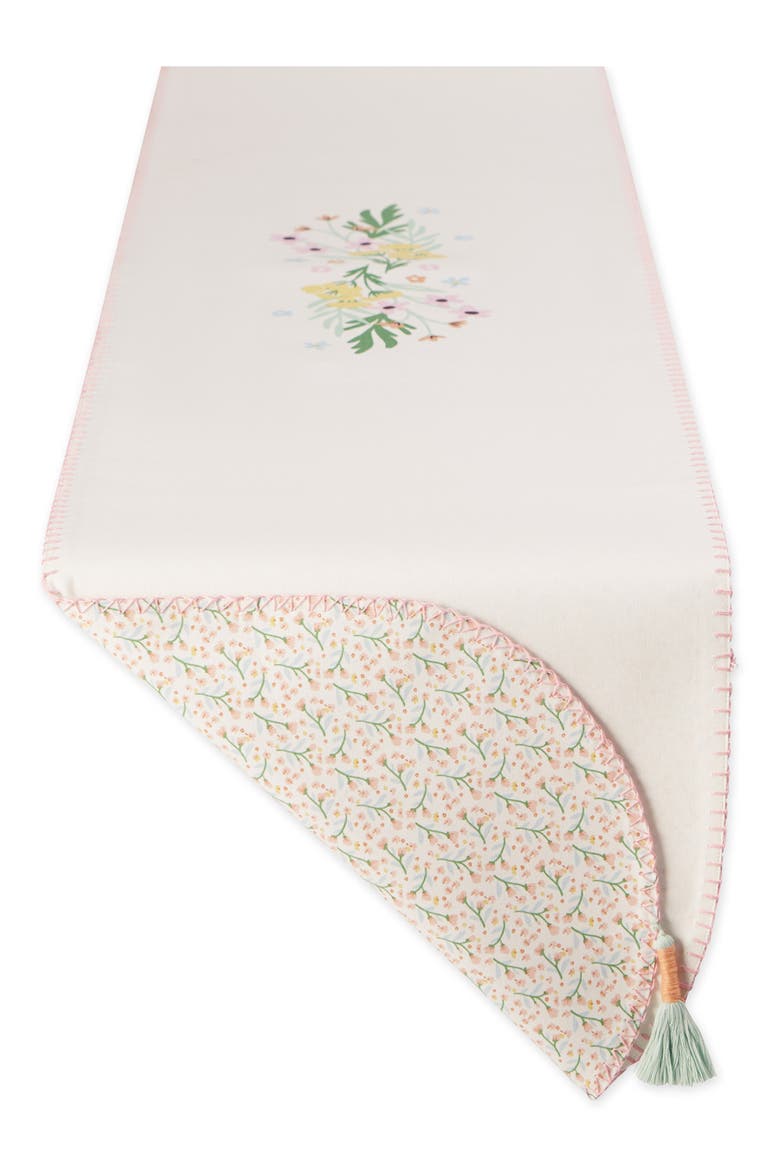 Spring Bunny Embellished Table Runner, Main, color, WHITE
