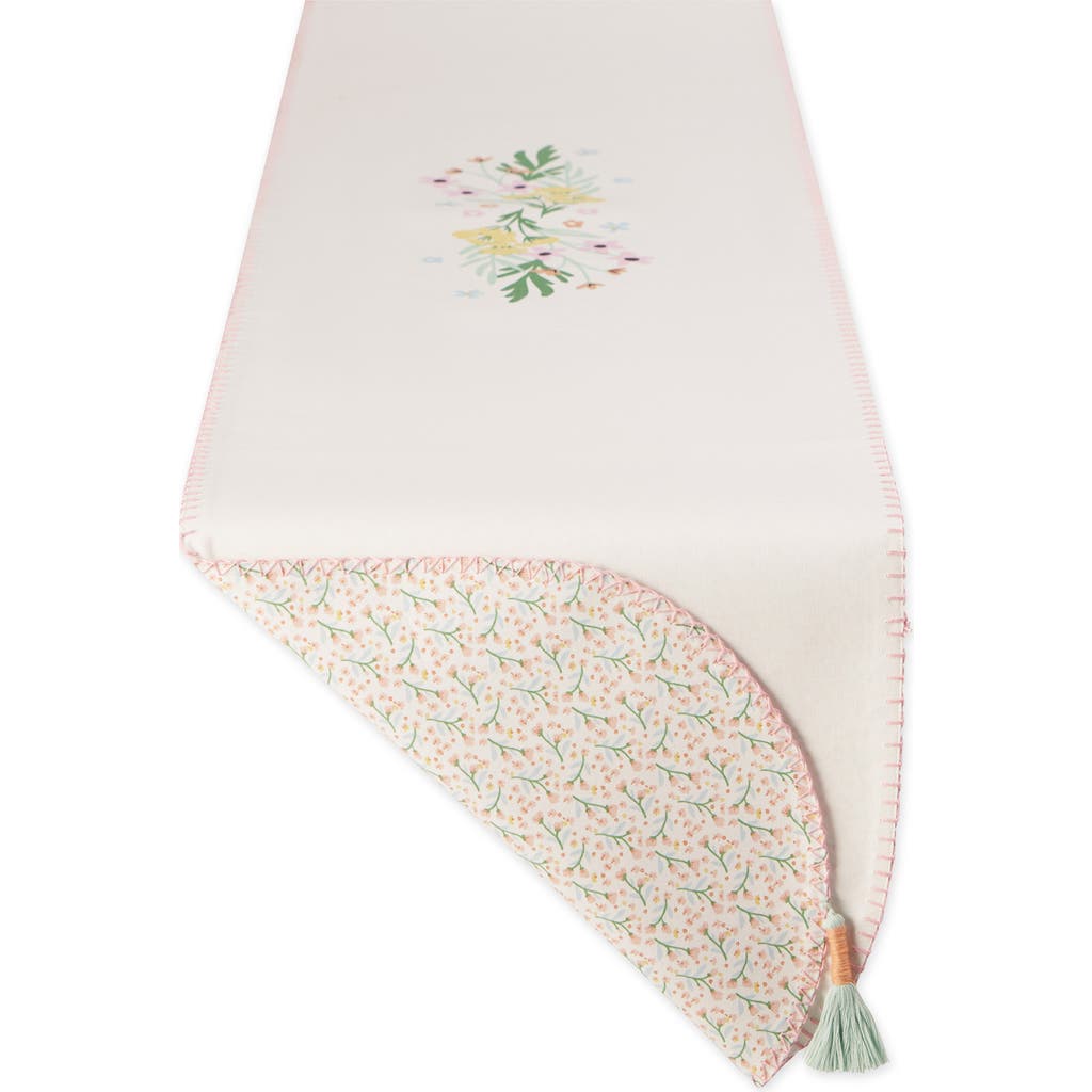 Design Imports Spring Bunny Embellished Table Runner In White