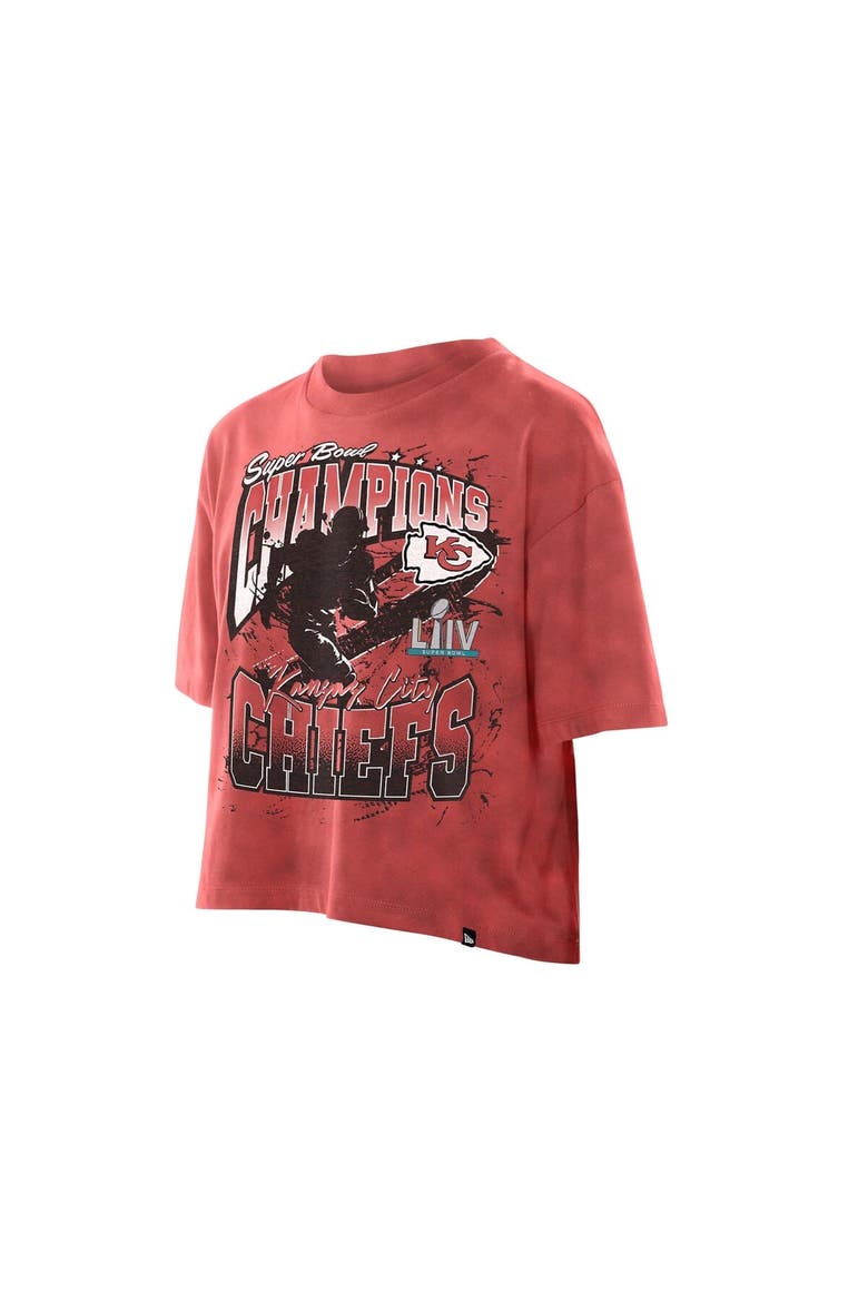 Women's New Era Red Kansas City Chiefs Cropped Boxy Sport Classics Mineral Wash T-Shirt, Alternate, color, Red