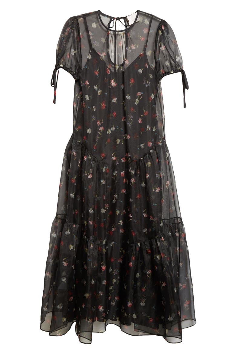 Kaida Tumbling Carnation Dress, Alternate, color, BLACK MULTI