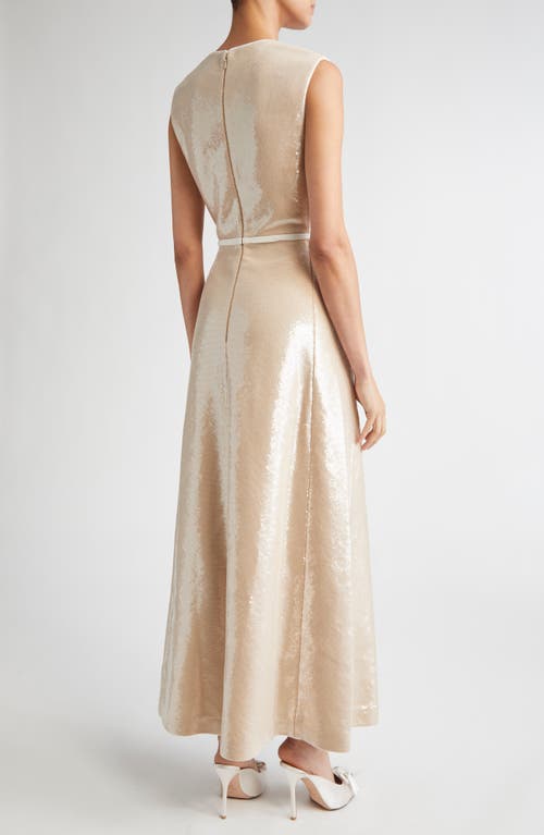 Giambattista Valli Sleeveless Sequin Gown In Neutral