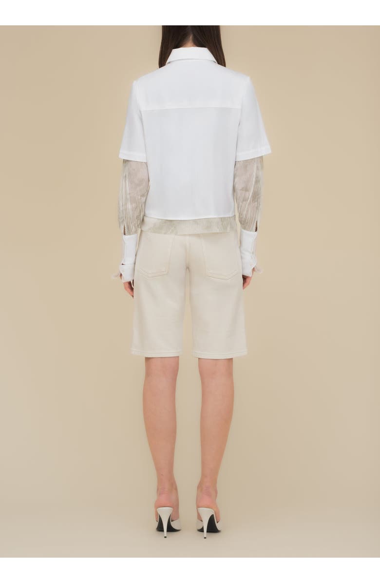 Contessa Mills Arcana with Leather Trim Mid-Rise Slim Denim Jean Short, Alternate, color, Tofu Denim