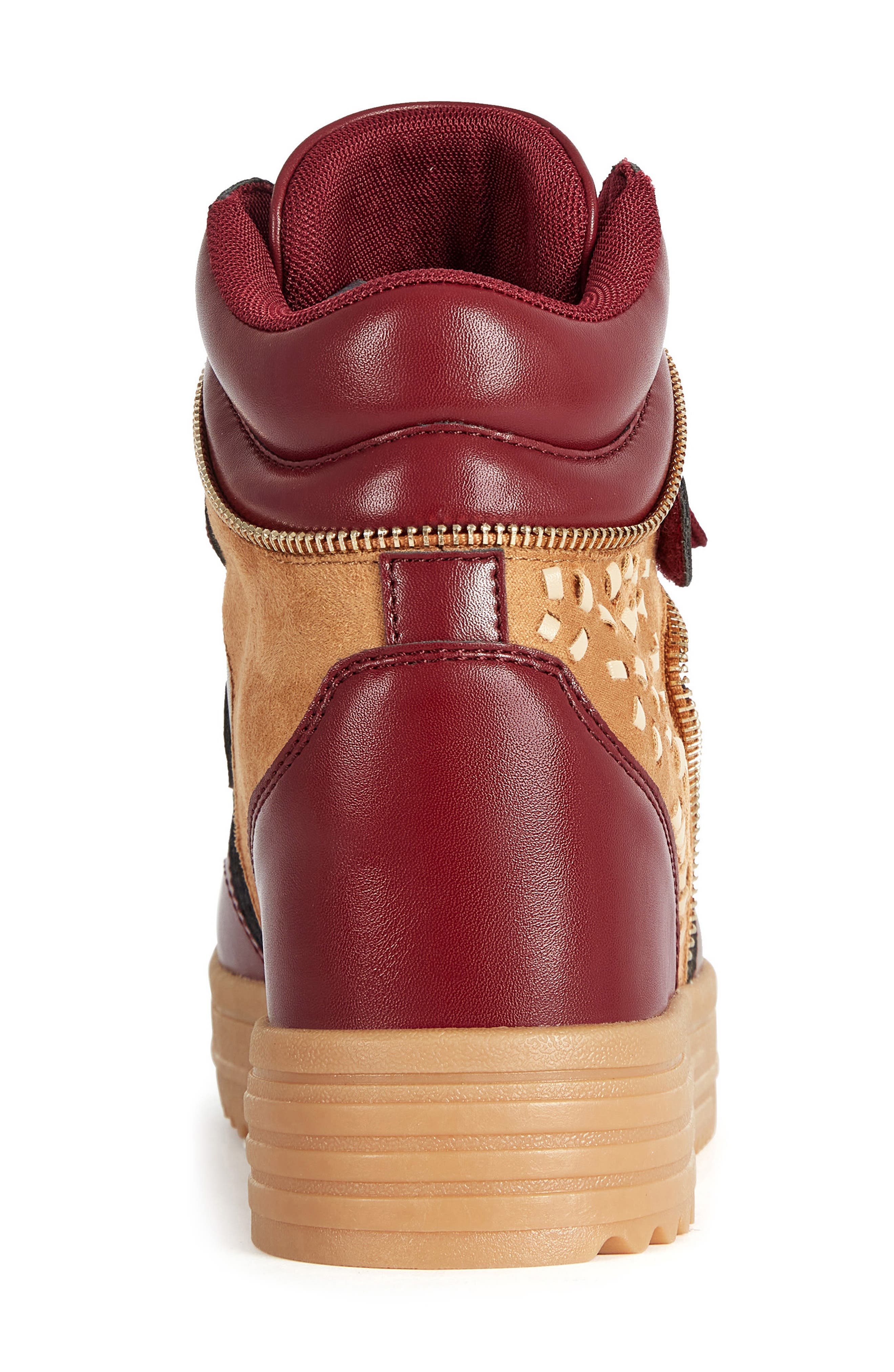 Lumus Wedge High Top Sneaker, Alternate, color, BURGUNDY MULTI