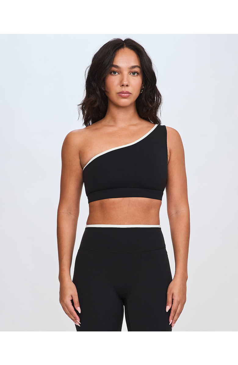 Rebody Active ReLuxe Isola One Shoulder Bra, Main, color, Black/White
