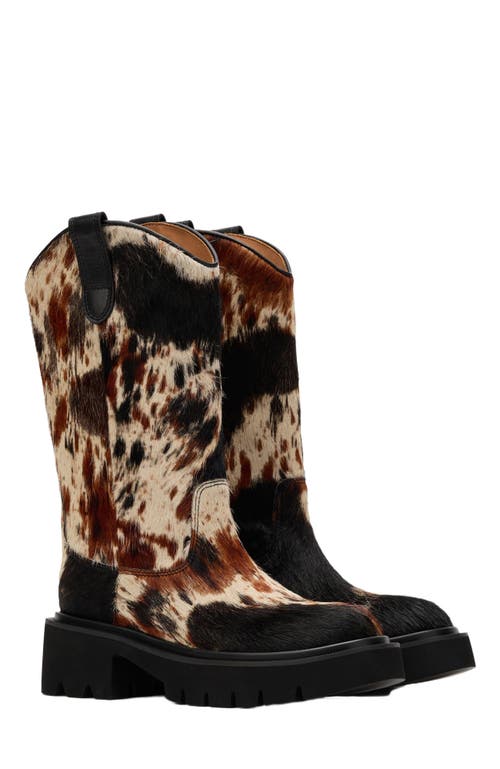 Marc Nolan Daisy Dark Horse Pony Hair Lug Cowgirl Boots