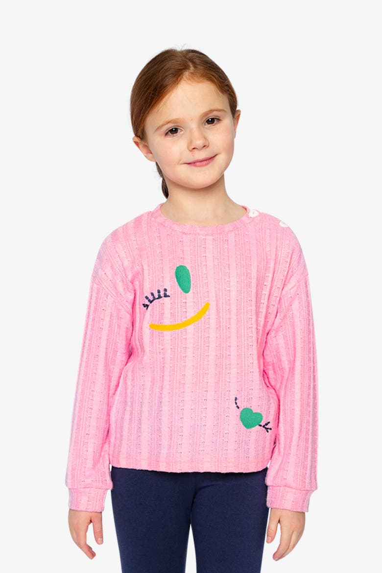 Sweet Embroidered Fruit Shoulder Button Knit Top, Alternate, color, Pink