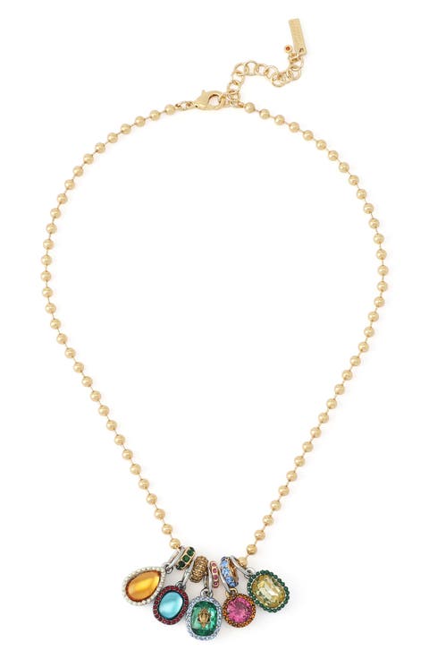 Stone Ball Chain Charm Necklace