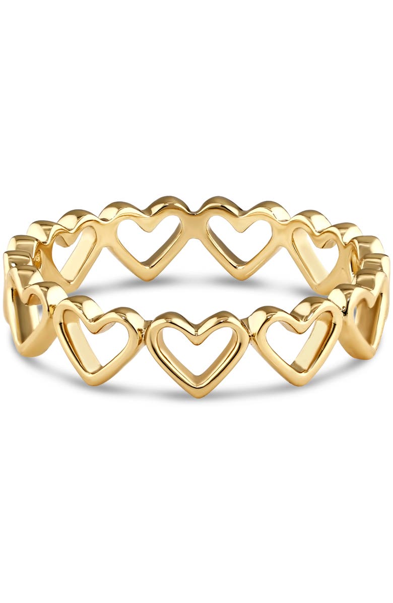 DEVATA Open Heart Eternity Ring in Gold Plated Sterling Silver, Main, color, Yellow Gold
