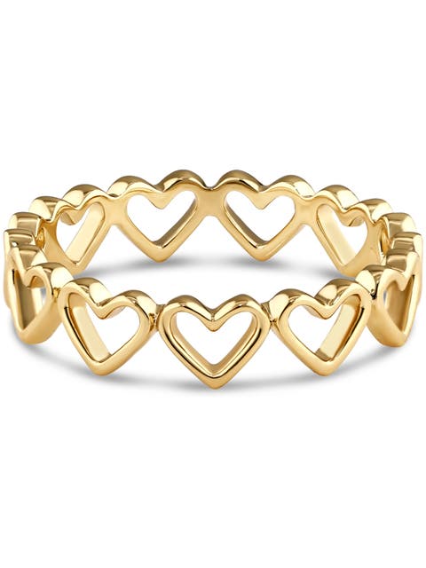 Open Heart Eternity Ring in Gold Plated Sterling Silver