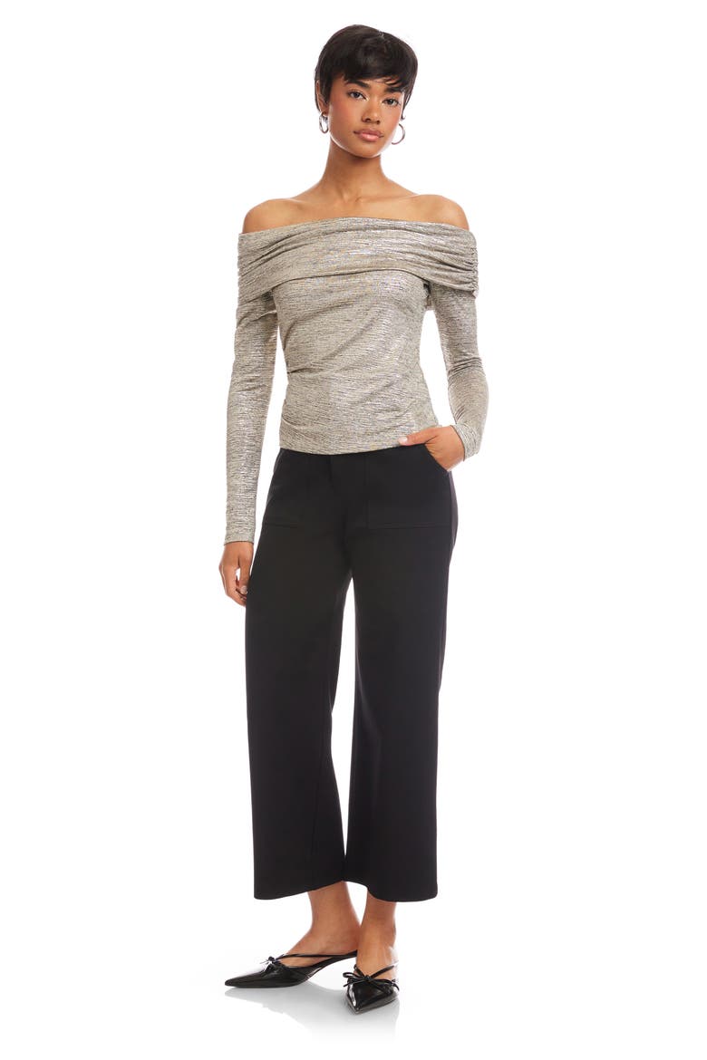 Agnes Off the Shoulder Metallic Top, Alternate, color, GOLD DUST