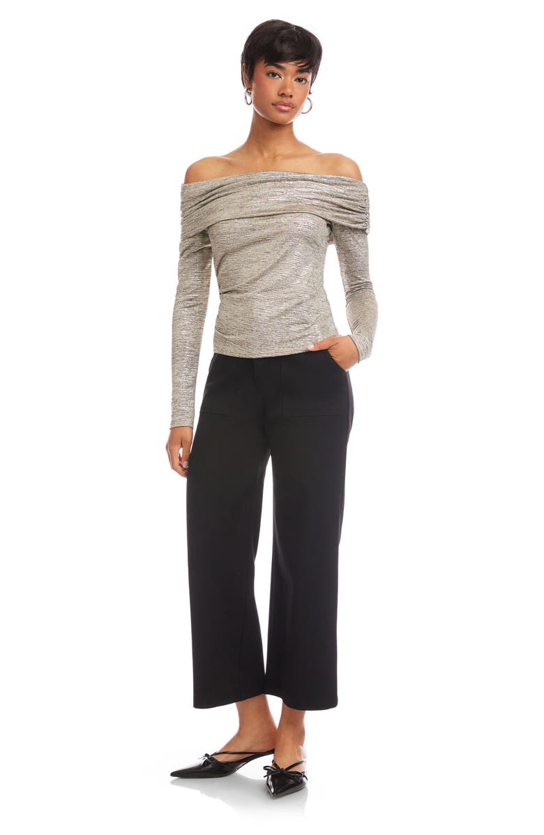 FIFTEEN TWENTY Agnes Off the Shoulder Metallic Top, Alternate, color, Gold Dust