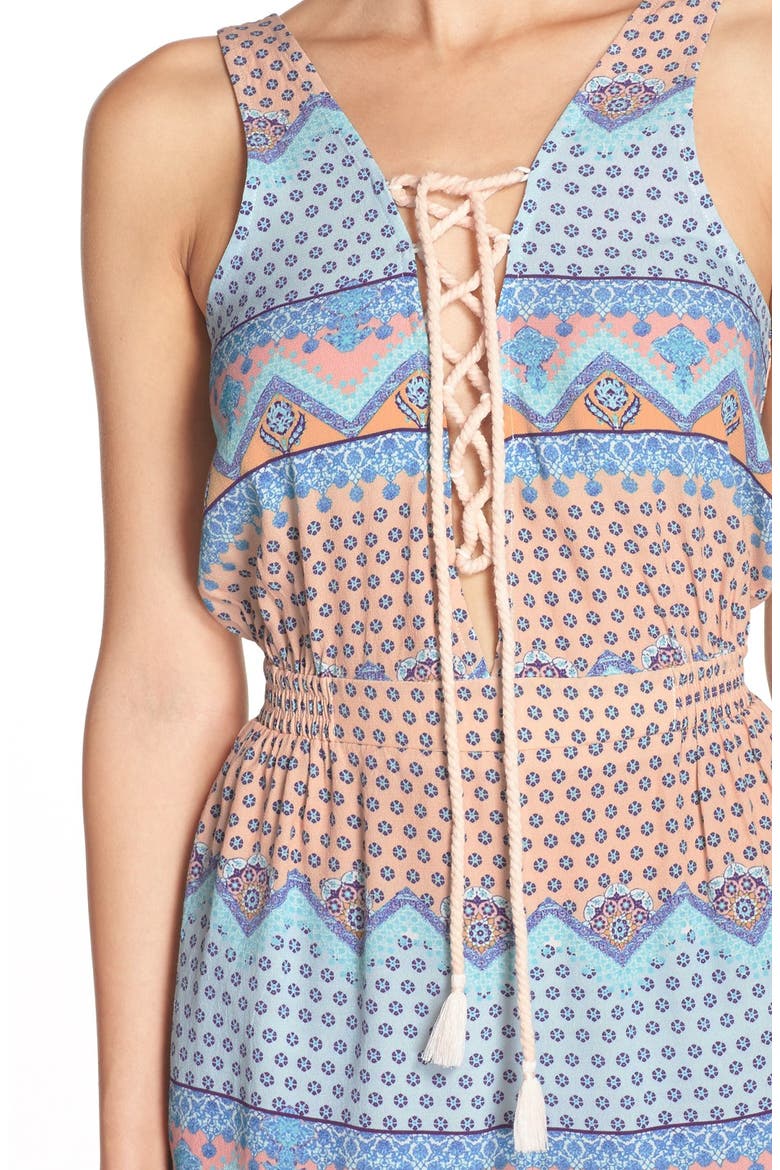 'Ray of Light' Romper, Alternate, color, MULTI BLUE