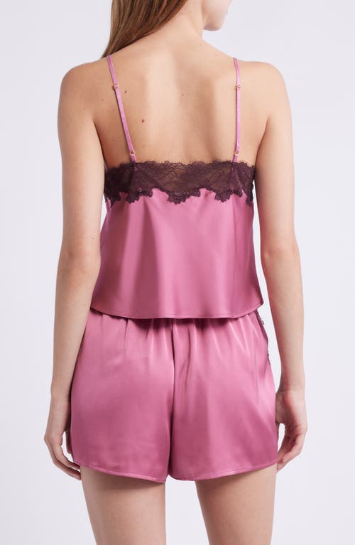 Open Edit Lace Trim Satin Short Pajamas In Pink