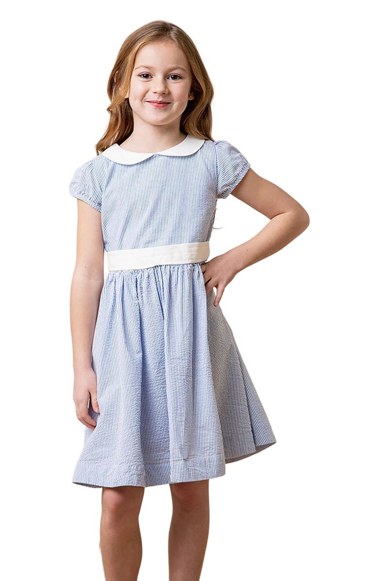 Hope & Henry Girls' Organic Seersucker Peter Pan Collar Dress, Kids, Main, color, 