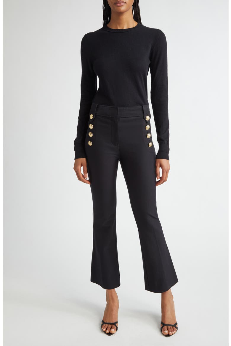 Alizee Crewneck Cotton & Cashmere Sweater, Alternate, color, BLACK
