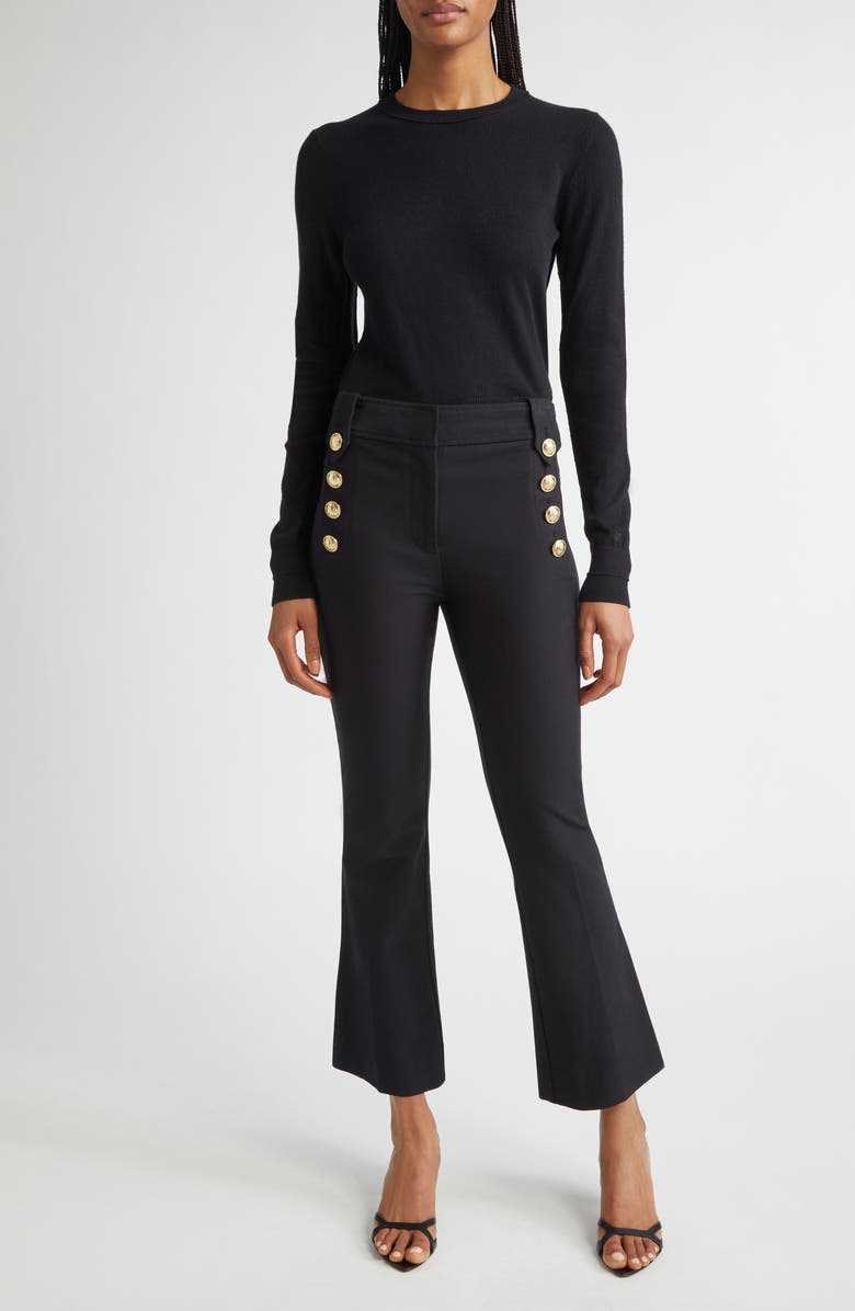 Derek Lam 10 Crosby Alizee Crewneck Cotton & Cashmere Sweater, Alternate, color, Black