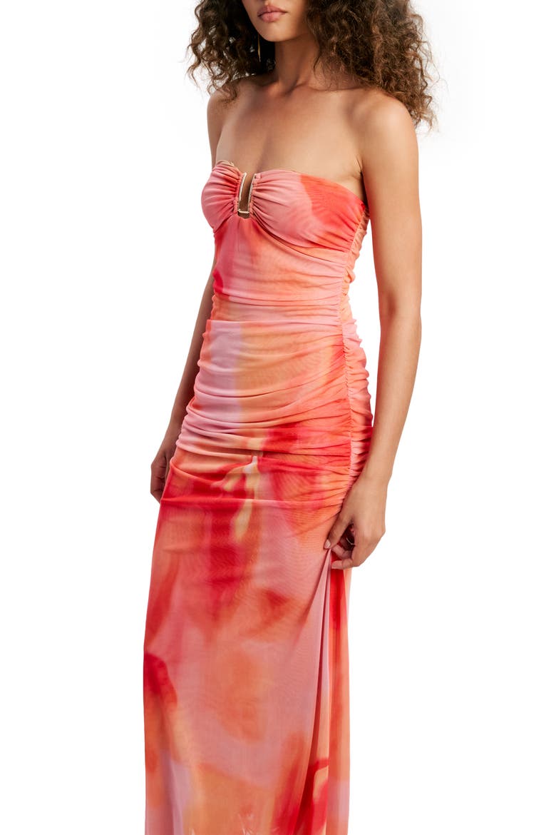 Stephanie Strapless Dress, Alternate, color, PINK FLORAL
