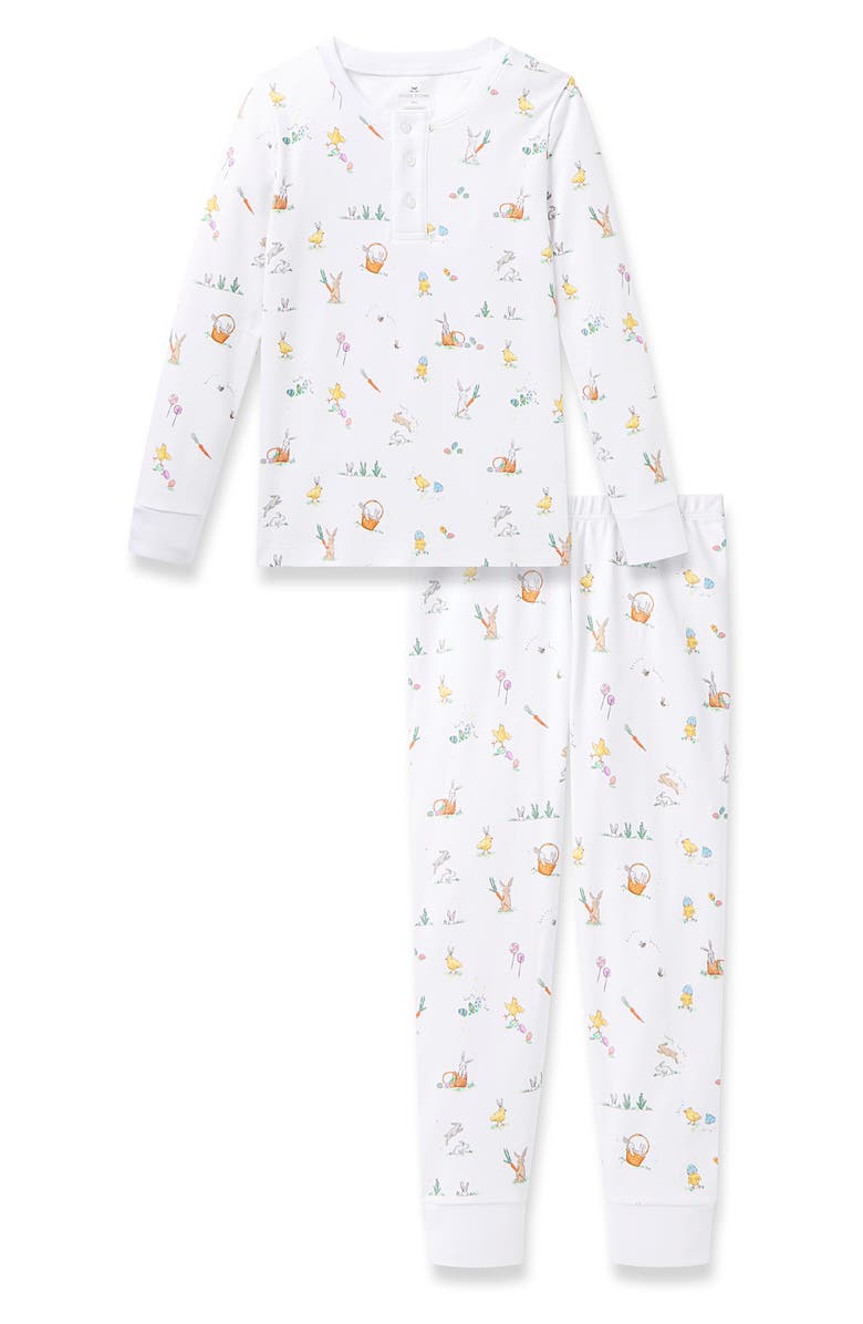 Petite Plume Kids' Easter Print Fitted Pima Cotton Two-Piece Pajamas, Main, color, 