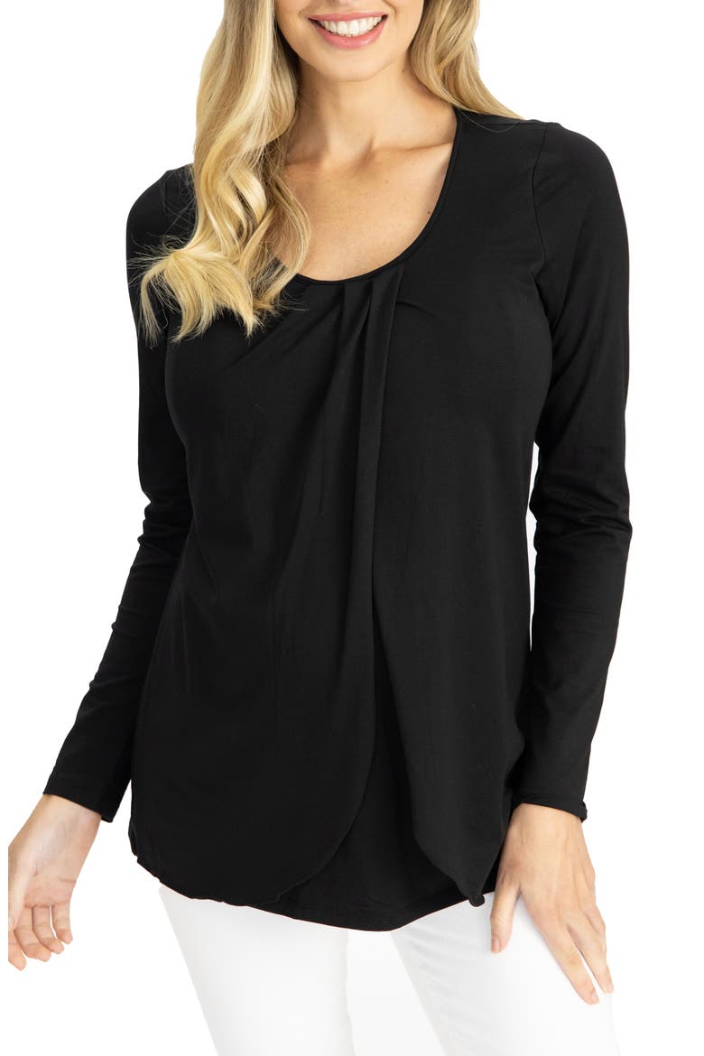 Long Sleeve Maternity/Nursing Top, Main, color, BLACK