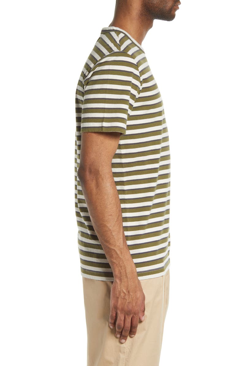 Officine Générale Men's Stripe Short Sleeve Cotton T-Shirt, Alternate, color, 