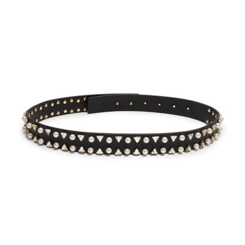 Geo Crystal Pearl Leather Belt