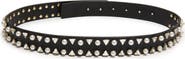 Lele Sadoughi Geo Crystal Pearl Leather Belt