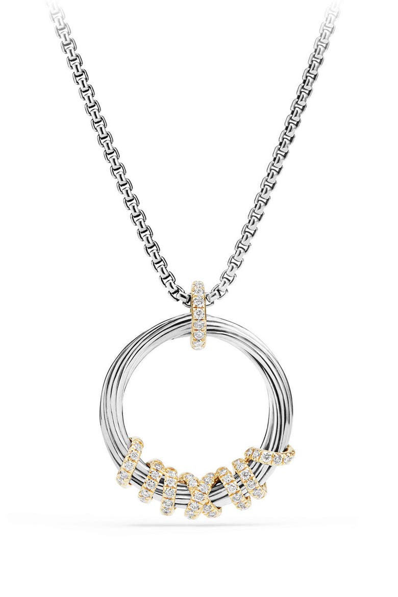 Helena Medium Pendant Necklace with Diamonds & 18K Gold, Main, color, SILVER/ GOLD